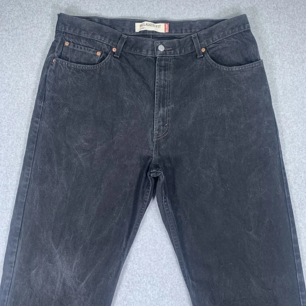 Vintage Levis 550 Relaxed Fit Jeans Mens 40x29 Black Tapered Leg Denim Whiskered